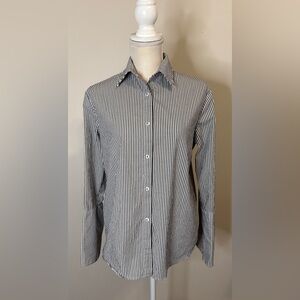 Misha Nonoo Mayfair Cotton Button Down Black White Stripe Sz S